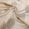 Curtain Fabric Satin Finish Tossca Leaf Cream Beige