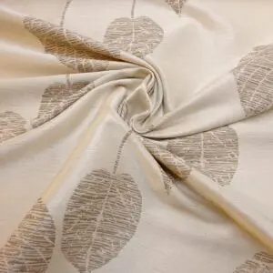 Curtain Fabric Satin Finish Tossca Leaf Cream Beige