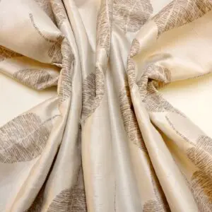 Curtain Fabric Satin Finish Tossca Leaf Cream Beige