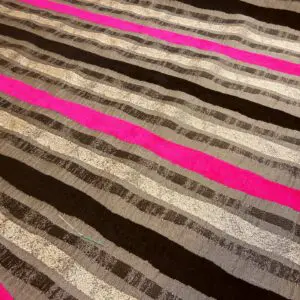 Curtain Fabric Satin Finish Seersucker Stripe Black/Grey/Hot Pink
