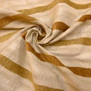 Curtain Fabric Satin Finish Seersucker Stripe Rust/Cream