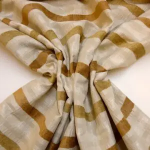 Curtain Fabric Satin Finish Seersucker Stripe Rust/Cream