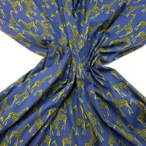 Polyester Cotton Fabric Funky Giraffe navy