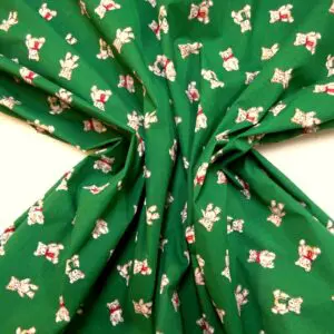 Polyester Cotton Fabric Teddy Bears emerald