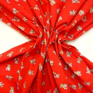 Polyester Cotton Fabric Teddy Bears red