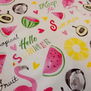 PVC Tabling Fabric Fruity Flamingos
