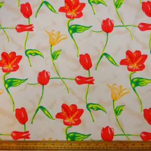 Viscose Fabric Floral Figi Orchid White