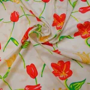 Viscose Fabric Floral Figi Orchid White