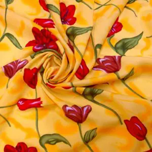 Viscose Fabric Floral Figi Orchid Yellow