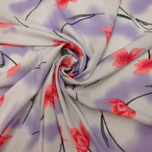 Viscose Fabric Floral Tulip Toscani Mauve/Cerise