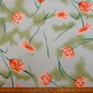 Viscose Fabric Floral Tulip Toscani Mint/Peach