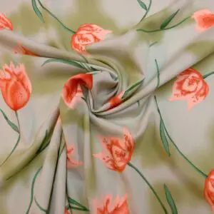Viscose Fabric Floral Tulip Toscani Mint/Peach