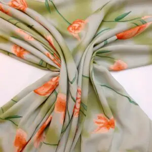 Viscose Fabric Floral Tulip Toscani Mint/Peach