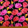 Viscose Fabric Floral Mardi Gras Orange Cerise