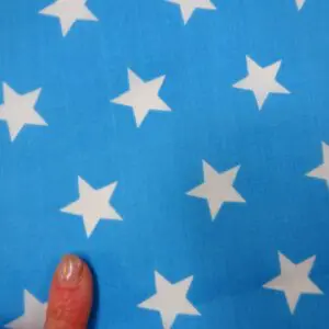 Polyester Cotton Fabric Starmaker Turquoise/White
