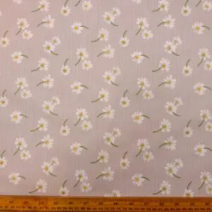Polyester Cotton Fabric Floral Daisy Time Grey