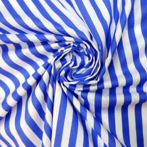 Polyester Cotton Fabric 1cm Stripe Spring Collection Royal/White