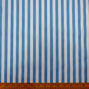 Polyester Cotton Fabric 1cm Stripe Spring Collection Turquoise/White