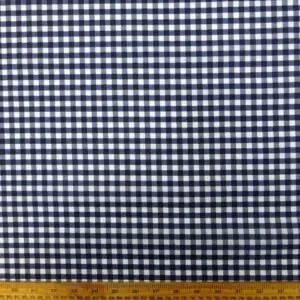Polycotton Fabric Printed Gingham Dark Navy