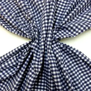 Polycotton Fabric Printed Gingham Dark Navy