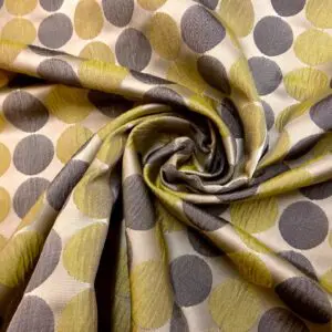 Curtain Fabric Taffeta Balls Grey/Cream/Maize Yellow