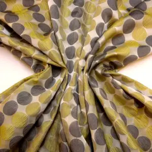 Curtain Fabric Taffeta Balls Grey/Cream/Maize Yellow
