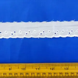 Lace Trim Broderie Anglais Flat 3cm Wide Brussels White