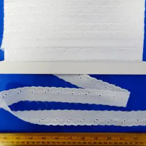 Lace Trim Broderie Anglais Flat 3cm Wide Brussels White
