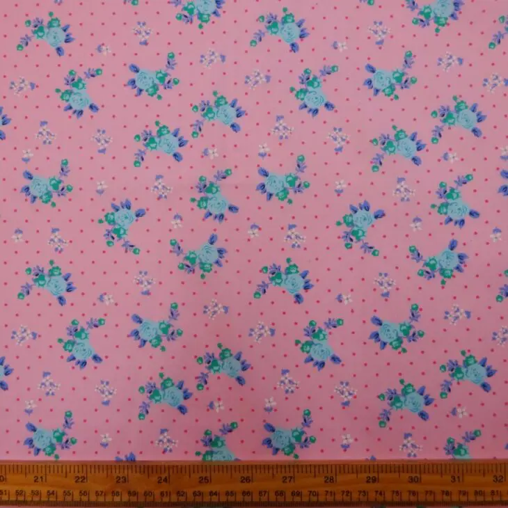 Polyester Cotton Fabric Floral Garden Party 2025 Pink