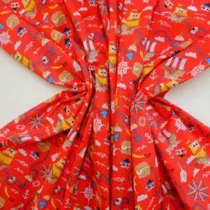 Polyester Cotton Fabric Party Pirates Red