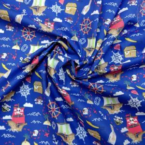 Polyester Cotton Fabric Party Pirates Royal