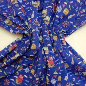 Polyester Cotton Fabric Party Pirates Royal