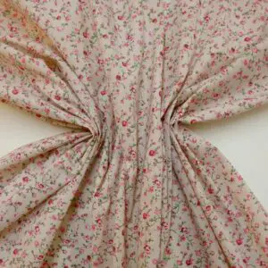 Polyester Cotton Fabric Floral Elizabeth Cream/Pink
