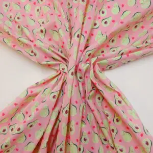 Polyester Cotton Fabric Avocado Toast Lime Pink