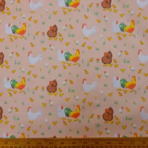 Polyester Cotton Fabric Home To Roost Peach