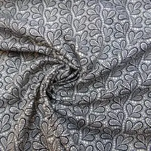 Cotton Fabric Abstract Clover Lace Black On White