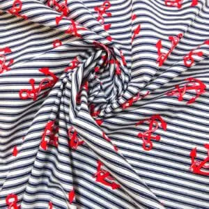 Cotton Fabric Print Anchors Away Navy