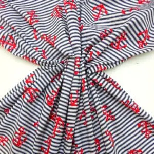 Cotton Fabric Print Anchors Away Navy