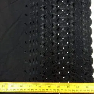 Broderie Anglais Fabric Double Bordered Cosmopolitan Black