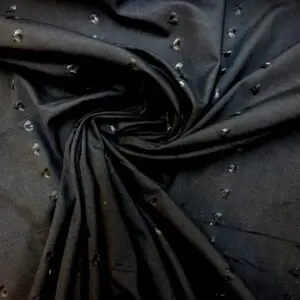 Broderie Anglais Fabric Double Bordered Cosmopolitan Black