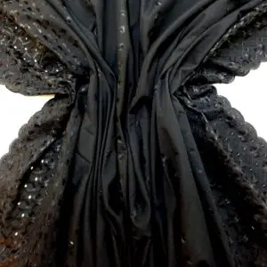 Broderie Anglais Fabric Double Bordered Cosmopolitan Black