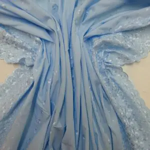 Broderie Anglais Fabric Double Bordered Cosmopolitan Blue