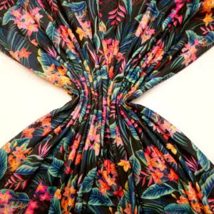 T-Shirting Fabric Floral Jungle Urchins Black