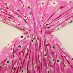 T-Shirting Jersey Fabric Floral Rock Water Snowdrops Pink/White