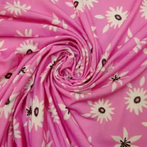 T-Shirting Jersey Fabric Floral Rock Water Snowdrops Pink/White