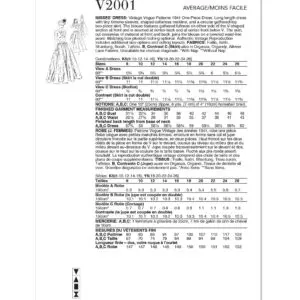 Vogue Sewing Pattern 2001