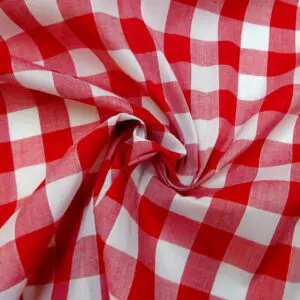 Gingham Fabric Polyester Cotton 24mm Wide Red