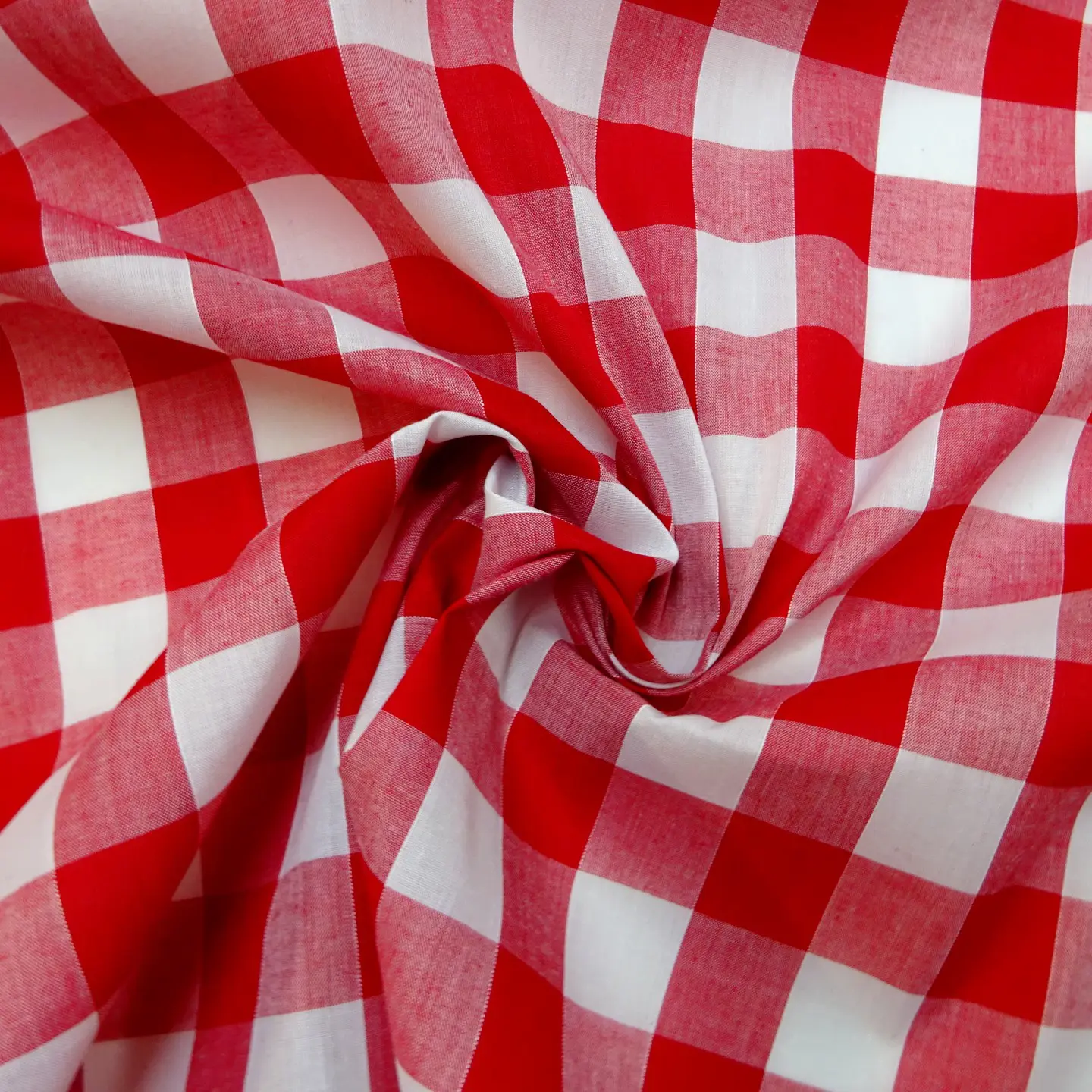 Gingham Fabric Polyester Cotton 24mm Wide Red
