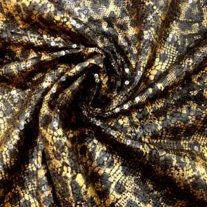 Sequin Fabric On Jersey Lacey Leopard Bronze Black