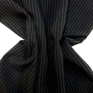 Suiting Fabric Pin Stripe Corporate Law Black White